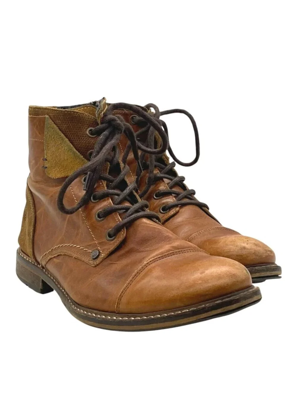 Bullboxer Kelden Leather Cap Toe Boots 9 42 Handmade in Portugal Lace-Up Ankle